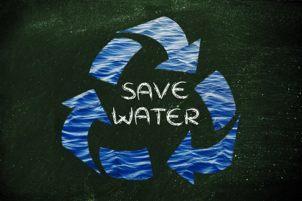 Opslaan van water word in recycle symbool — Stockfoto