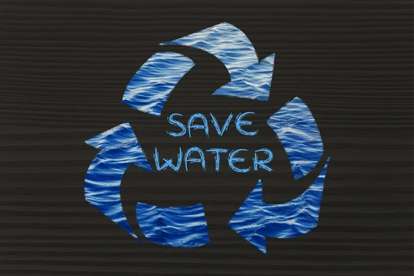 Save water word in recycle symbol — Stock Photo, Image