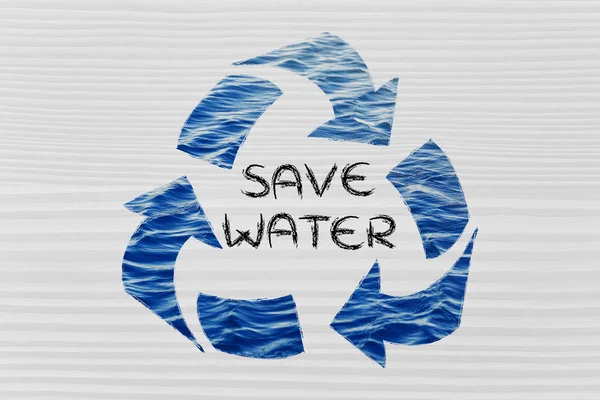 Save water word in recycle symbol — Stock Photo, Image