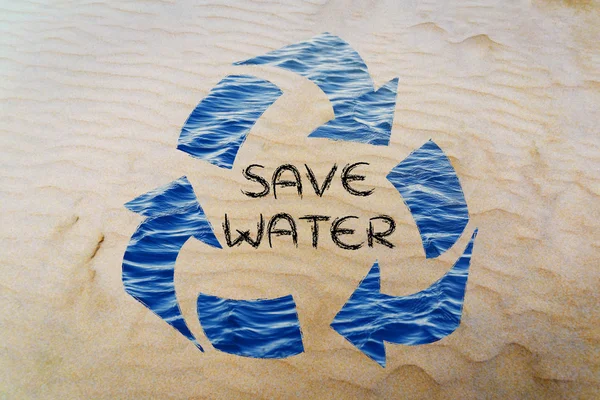 Зберегти слово води у символі переробки — стокове фото