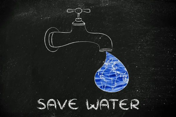 Ilustração sobre economia de água — Fotografia de Stock