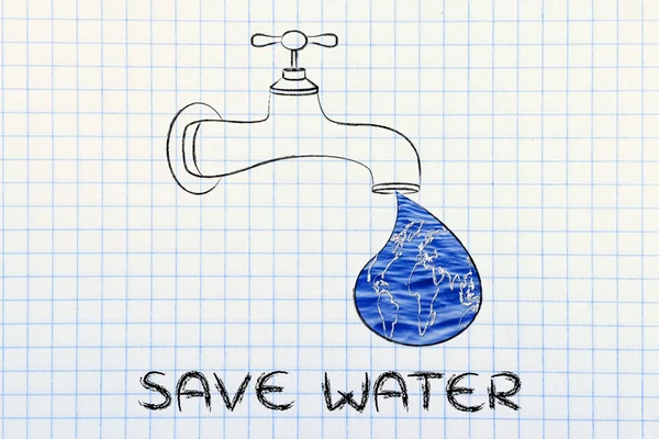 Ilustração sobre economia de água — Fotografia de Stock