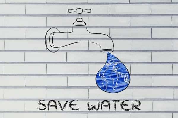 illustration about saving water