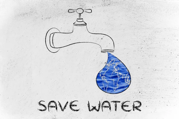 Ilustración sobre el ahorro de agua — Foto de Stock