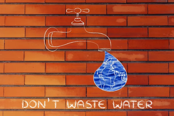 Ilustración sobre cómo evitar el desperdicio de agua — Foto de Stock