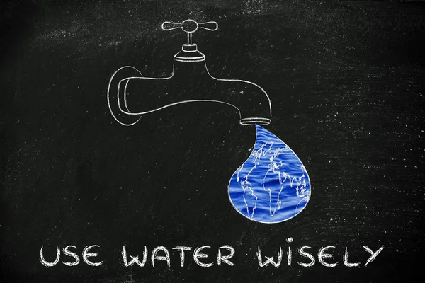 Ilustração sobre o uso da água sabiamente — Fotografia de Stock