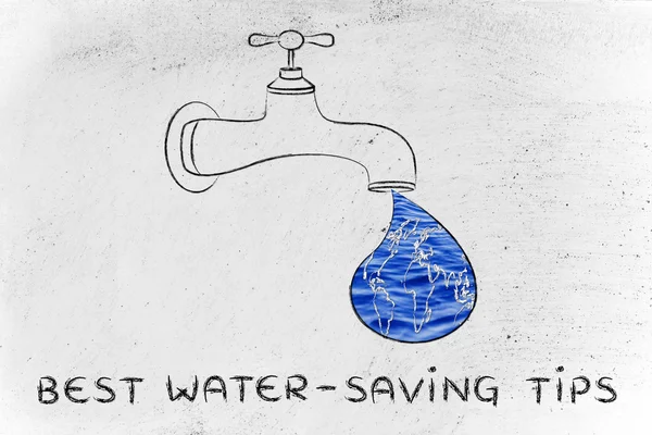 Ilustração sobre dicas de economia de água — Fotografia de Stock