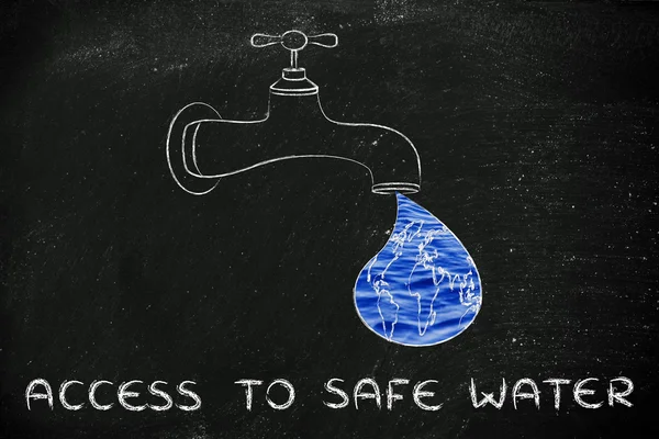 Ilustração sobre como dar acesso à água potável — Fotografia de Stock