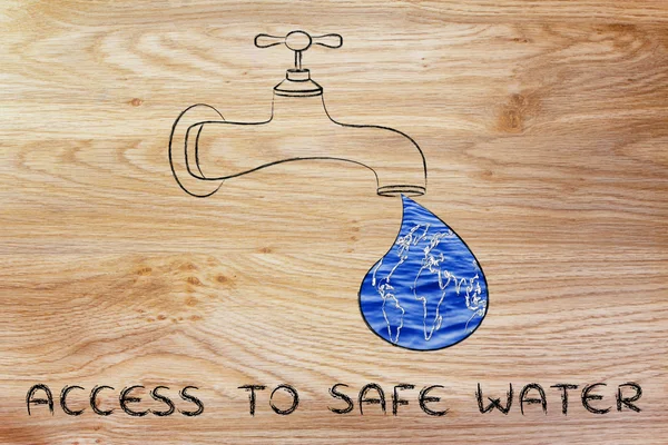Ilustração sobre como dar acesso à água potável — Fotografia de Stock
