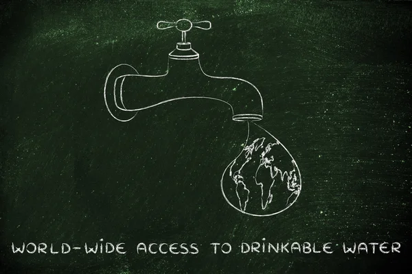 Concept of providing world-wide access to drinkable water — ストック写真