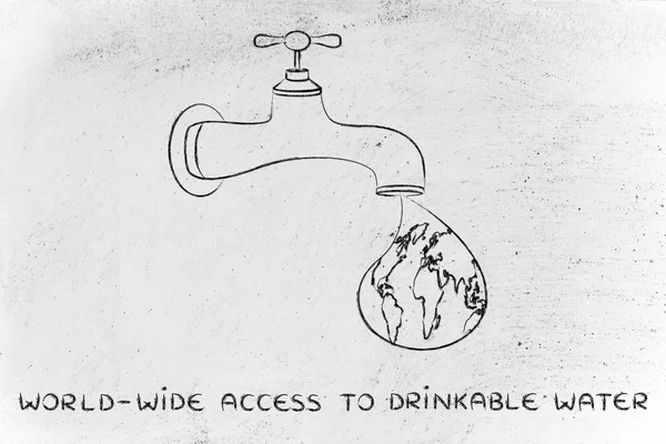 Concept of providing world-wide access to drinkable water — 图库照片
