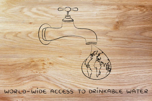 Concept of providing world-wide access to drinkable water — 图库照片