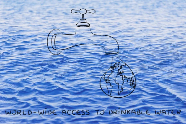 Concept of providing world-wide access to drinkable water — Stock fotografie