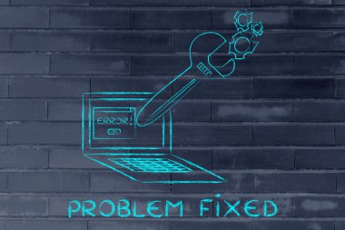 oversized wrench repairing error message on computer
