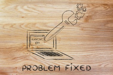 oversized wrench repairing error message on computer