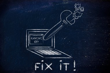 tamir! bir bilgisayarı onarmak büyük boy İngiliz anahtarı