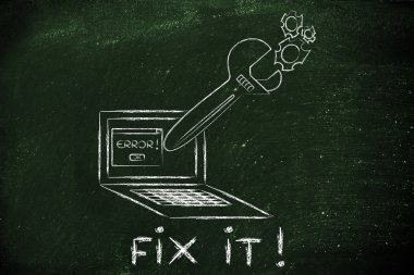 tamir! bir bilgisayarı onarmak büyük boy İngiliz anahtarı