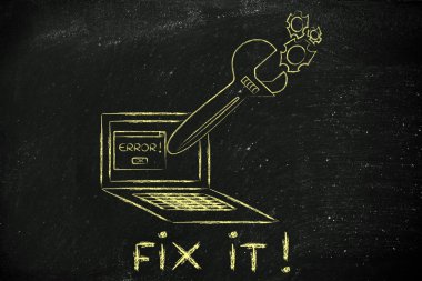 tamir! bir bilgisayarı onarmak büyük boy İngiliz anahtarı