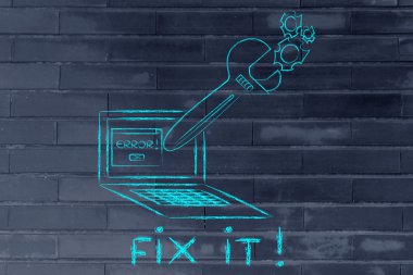 tamir! bir bilgisayarı onarmak büyük boy İngiliz anahtarı