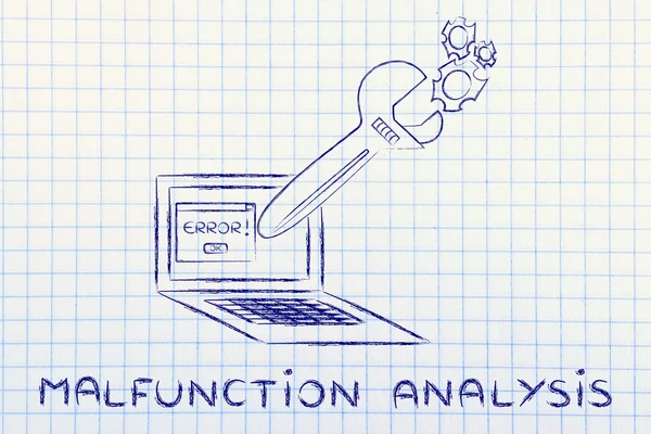 Nadrozměrné klíč oprava počítače, selhání analýza — Stock fotografie