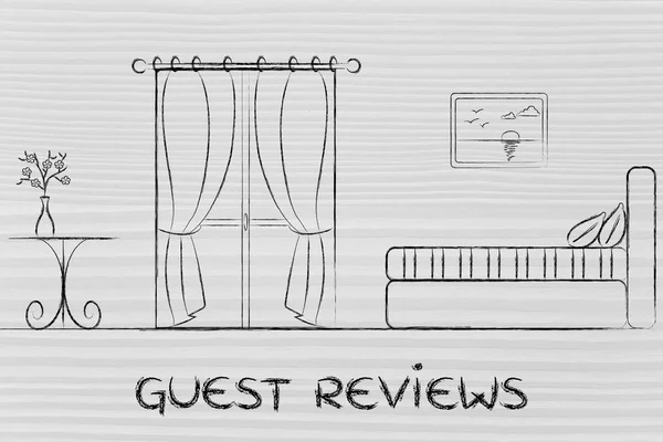 Guest reviews, design of hotel room interior — Stock Photo, Image