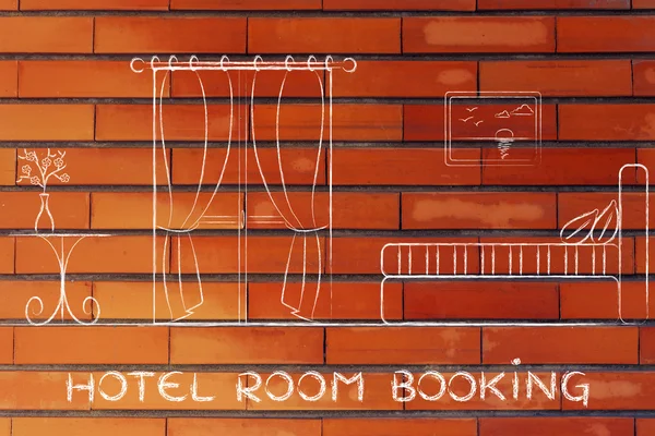 Hotel boeking, ontwerp van kamer interieur — Stockfoto