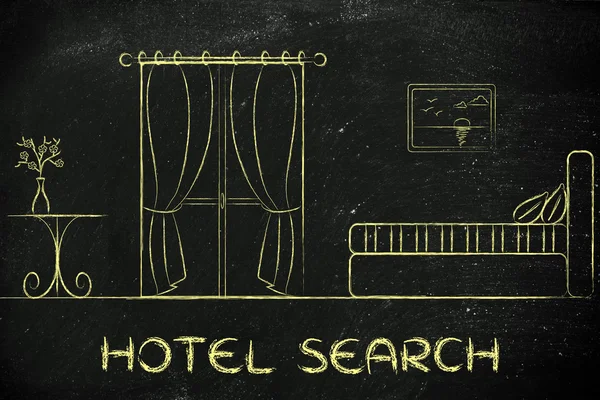 Hotel search, návrh interiéru místnosti — Stock fotografie