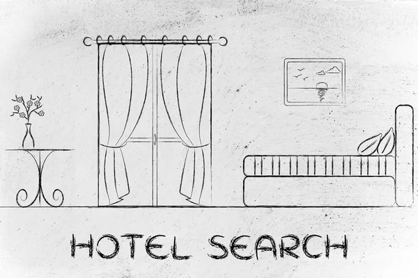 Пошук готелів, дизайн інтер'єру кімнати — стокове фото