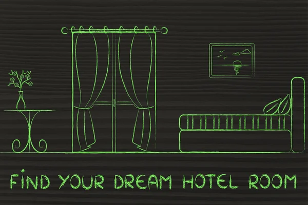 Znajdź swój wymarzony hotel, projekt wnętrza pokoju — Zdjęcie stockowe