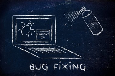 funny spray fixing computer bugs clipart