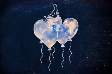 Balon üzerinde oturan kişi mecaz duygu