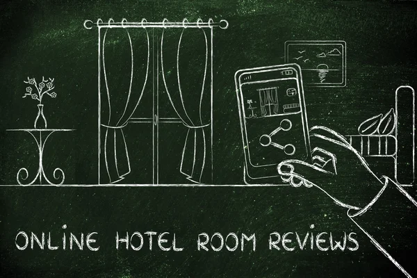 Online guest reviews in the hotel industry illustration — Stock fotografie