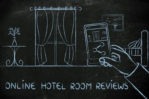 Comentarios de los huéspedes en línea en la ilustración de la industria hotelera — Foto de Stock