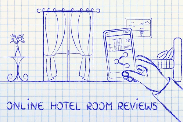 Online guest reviews in the hotel industry illustration — Stock fotografie