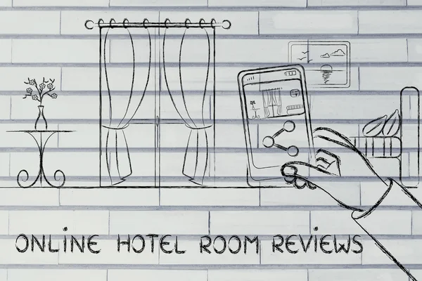 Comentarios de los huéspedes en línea en la ilustración de la industria hotelera — Foto de Stock