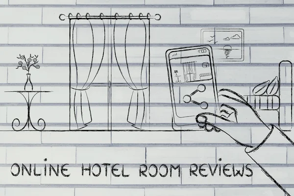 Online guest reviews in the hotel industry illustration — Stock Photo, Image