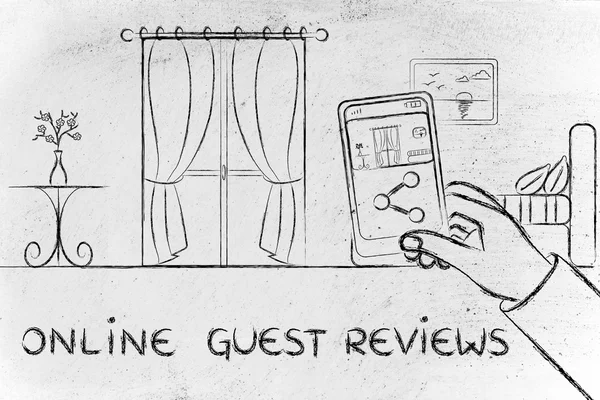 Online guest reviews in the hotel industry illustration — Stock Photo, Image