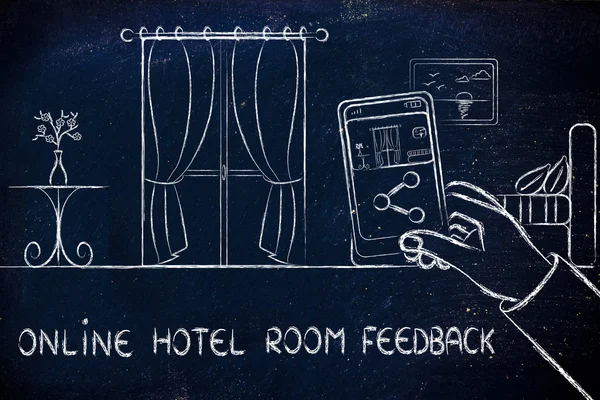 Online hotel room feedback illustration — Stock Photo, Image