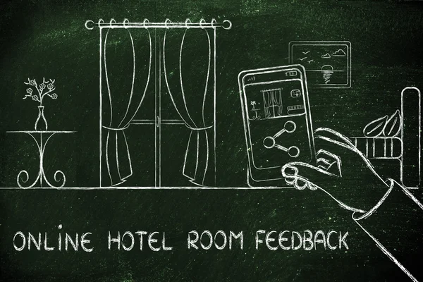 Online Hotelzimmer Feedback Illustration — Stockfoto