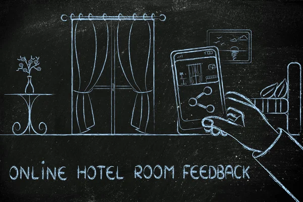 Online hotel room feedback illustration — Stock Photo, Image