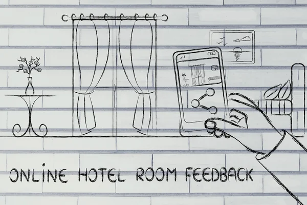 Online hotel room feedback illustration — Stock Photo, Image