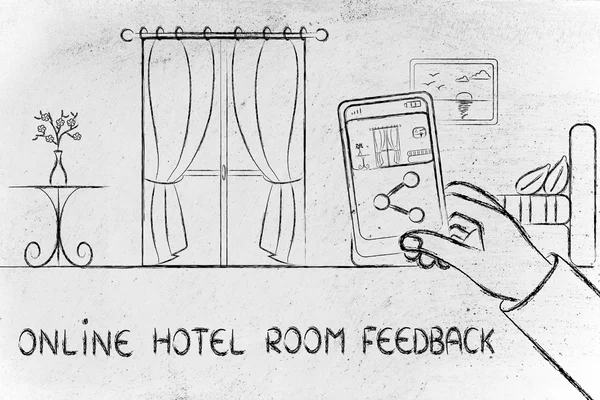 온라인 호텔 룸 피드백 그림 — 스톡 사진