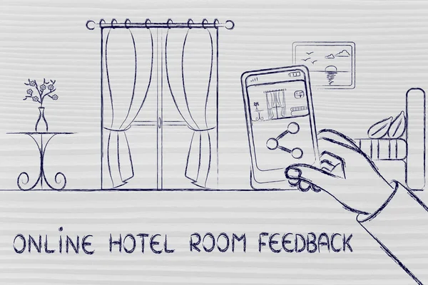Online hotel room feedback illustration — Stock Photo, Image