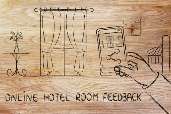 Online Hotelzimmer Feedback Illustration — Stockfoto