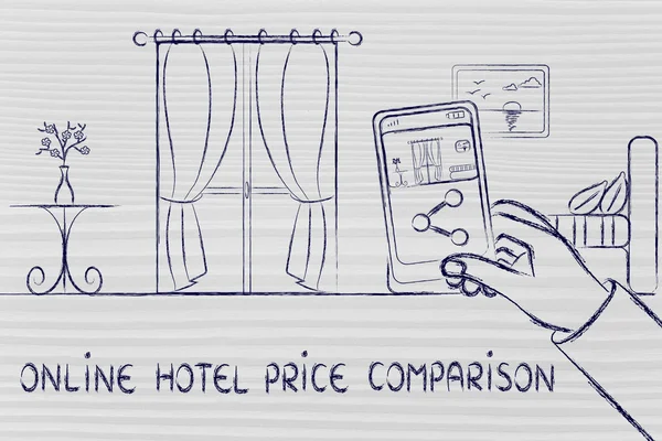 Online hotel price comparison illustration — Stock Photo, Image