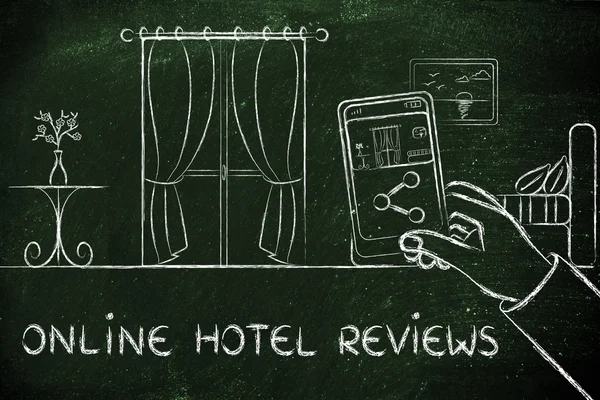 Online reviews in the hotel industry illustration — Stock Photo, Image