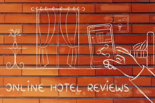 Online reviews in the hotel industry illustration — Stock Photo, Image