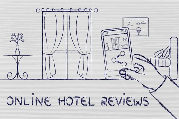 Online reviews in the hotel industry illustration — Stock Photo, Image