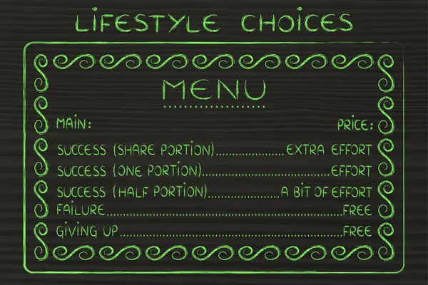 Menu di scelte di vita divertenti — Foto Stock