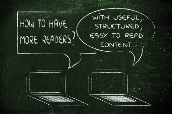 computer conversation about blogging advice